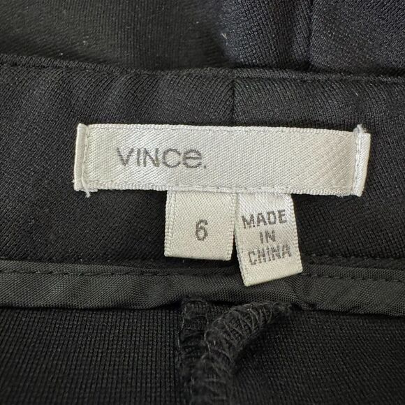 VINCE Pant Womens 6 Black Ponte Knit Skinny Mid Rise Flat Front Pockets Career - Picture 4 of 10